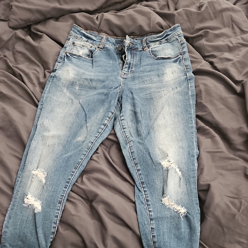 Women's Blue Distressed Jeans